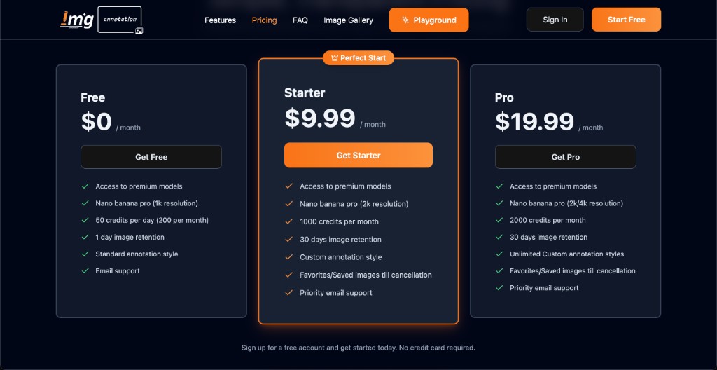 Pricing — Free, Starter, and Pro plans